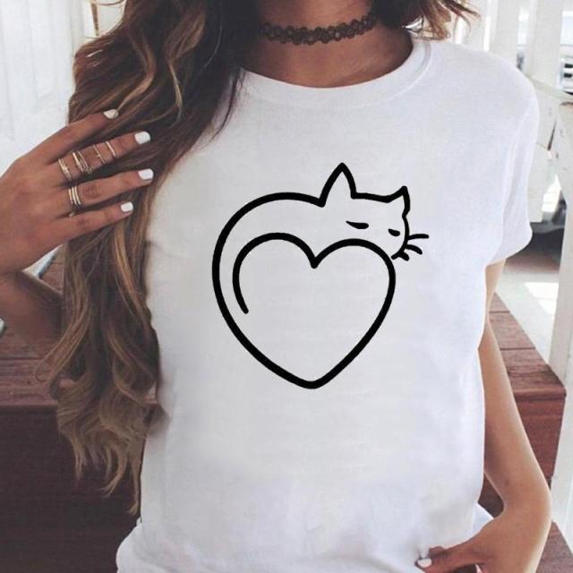 Women Graphic Printing Fashion Short Sleeve Cartoon Summer Clothes Tees T-Shirt Authentic Shape