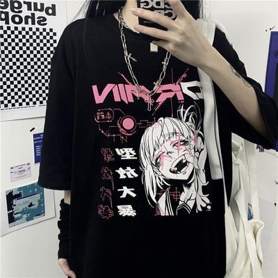 Women Oversize T Shirt White Cartoon Tops Hip Hop Fashion Authentic Shape