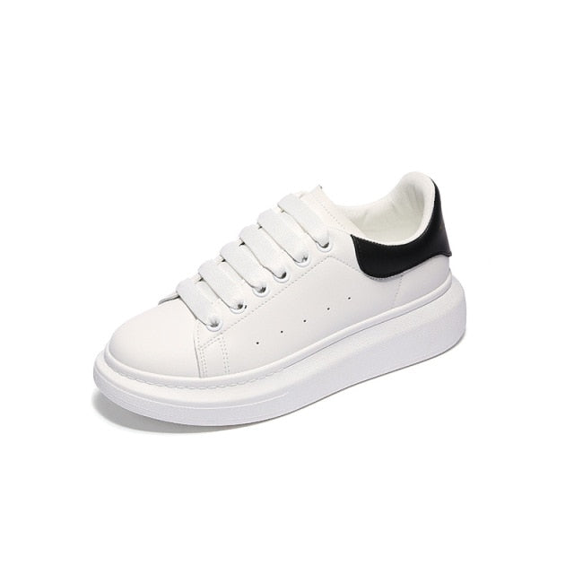 Woman Sneakers Leather Platform Vulcanize Shoes Casual White Authentic Shape