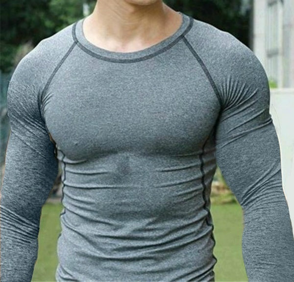 Men Quick Dry Fitness Tees Outdoor Sport Running Climbing Long Sleeves Tights Bodybuilding T-shirt Tops Gym Train Compression Authentic Shape