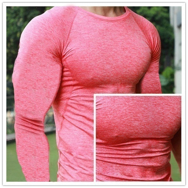 Men Quick Dry Fitness Tees Outdoor Sport Running Climbing Long Sleeves Tights Bodybuilding T-shirt Tops Gym Train Compression Authentic Shape