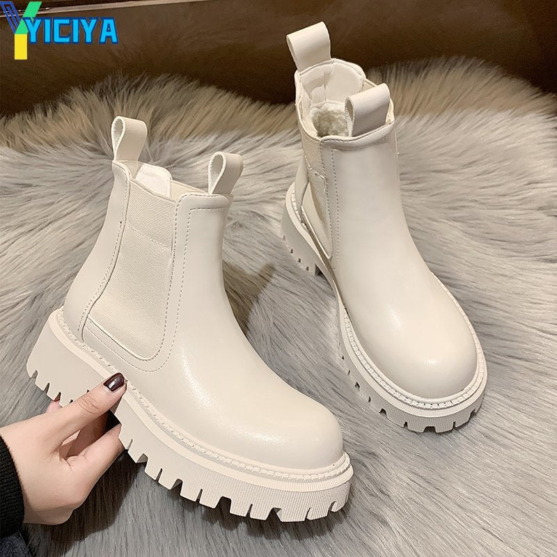 Winter Chelsea Boots Women 2021 Platform Ankle Boots Authentic Shape