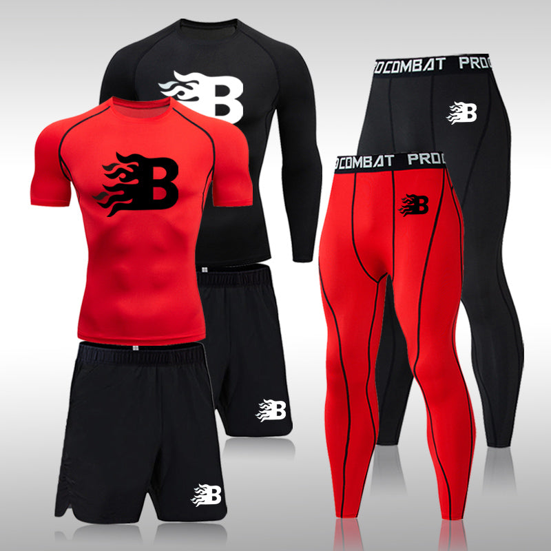 Men's Sports Suit Thermal Underwear Set Compression Tights Legging ...