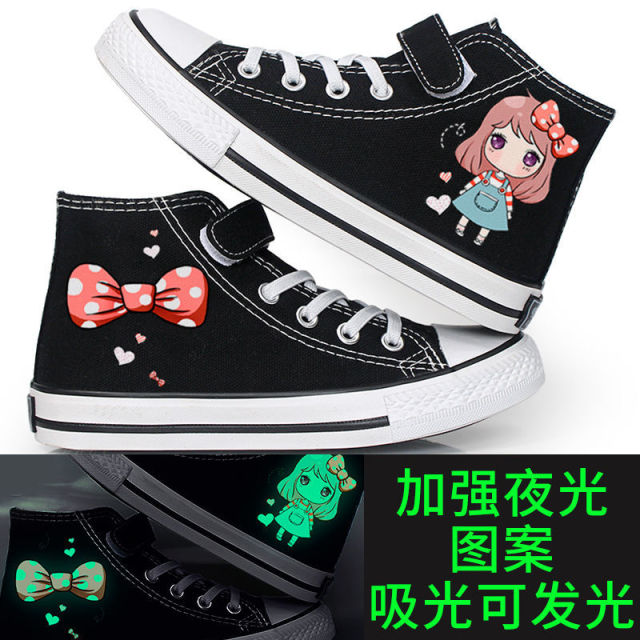 High-top luminou women Shoes Anime Print Low cut Canvas Casual Authentic Shape