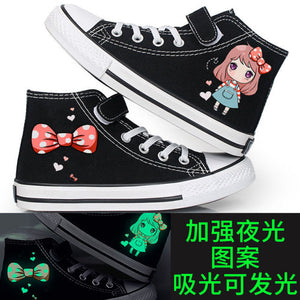 High-top luminou women Shoes Anime Print Low cut Canvas Casual Authentic Shape