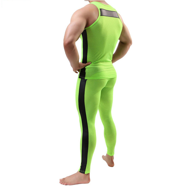 Breathable Mesh Mens Compression Leggins for sports Gym and training Authentic Shape